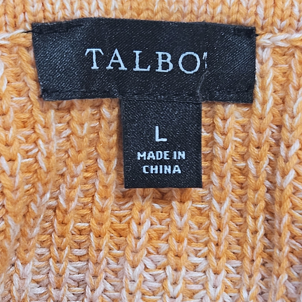 Talbots Pima Cotton Ombré Stripe Sweater Orange Pink Bright Knit Top Size L NWOT - Picture 5 of 6